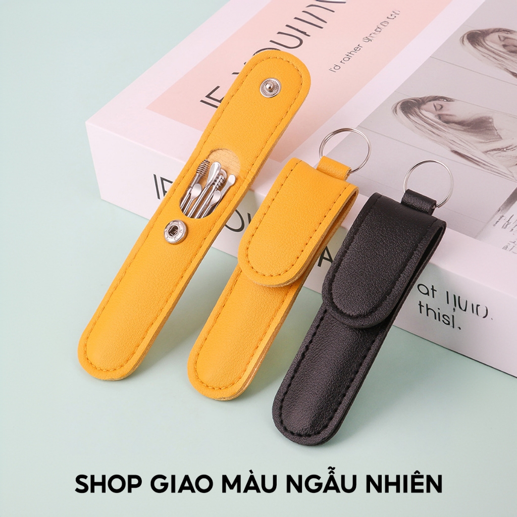 SET 6 Dụng Cụ Lấy Ráy Tai Bằng Thép Không Gỉ Kèm Túi Đựng Dụng Cụ Vệ Sinh Tai Dành Cho Gia Đình
