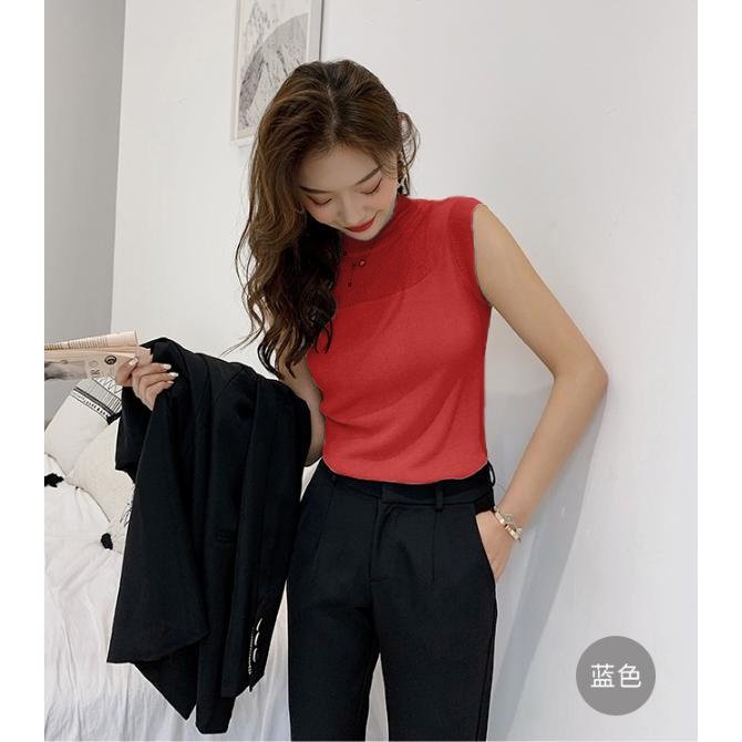 Áo len nữ Quảng Châu cao cấp, áo len mông tơ ghi sát nách cổ 3 phân free size mặc trong phối cùng áo vest, áo khoác