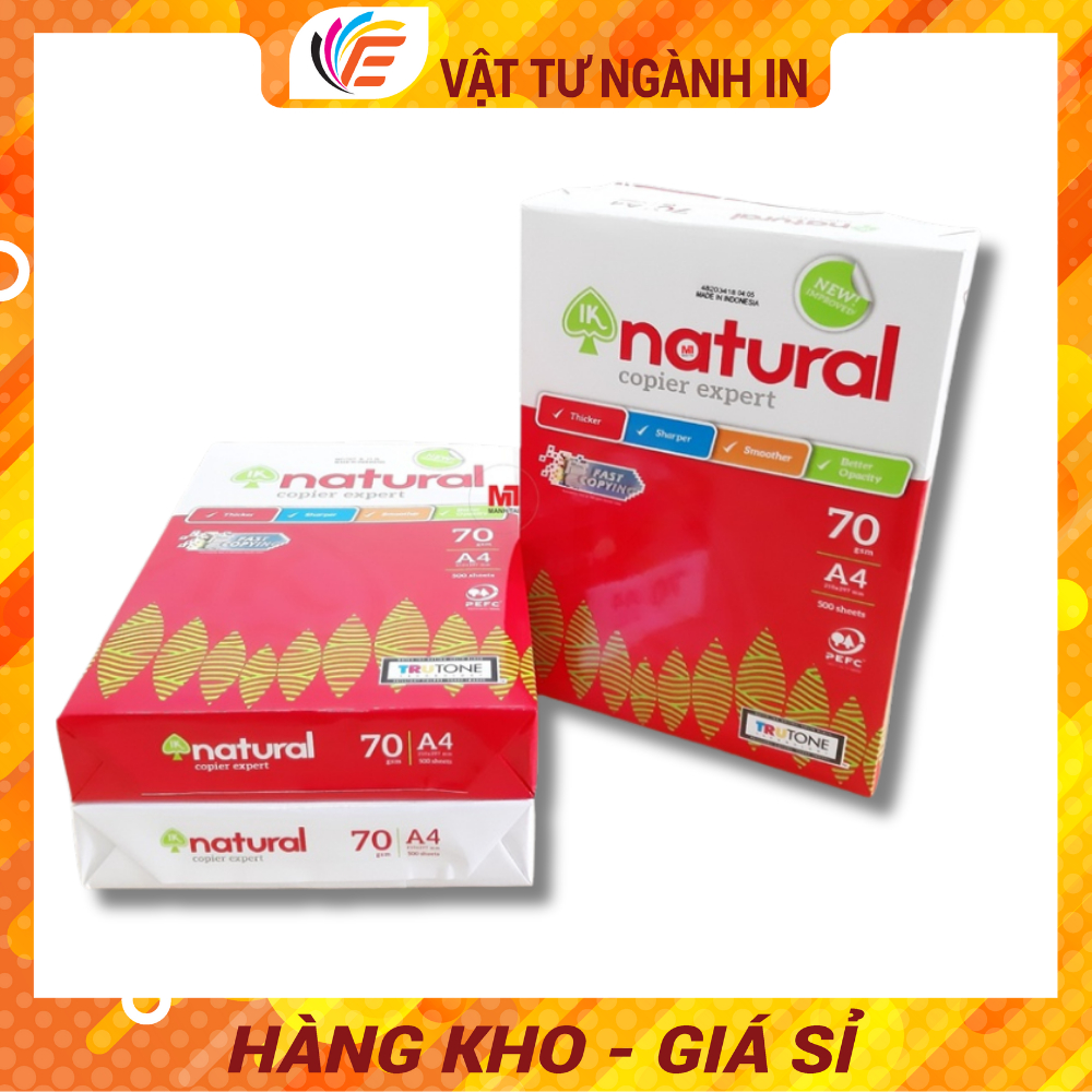 Giấy Photo IK Natural A4 Định Lượng 70gsm Hàng Nhập Khẩu Giấy In Trắng Mịn Không Kẹt Giấy Phù Hợp Mọi Máy In