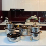 Bộ Nồi Đức 6 món hàng loại 1 dùng cho mọi loại bếp bảo hành 12 tháng Inox không gỉ kèm nắp kính cao cấp - Thiên Hà — ảnh 2