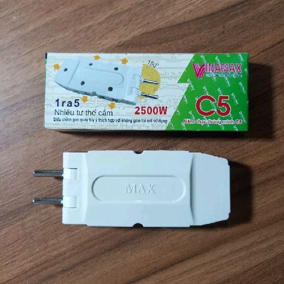 Phích cắm 1 ra 5 (phích chia 5) hãng VINAMAX@ - 5 chạc đa năng có thể chỉnh nhiều tư thế