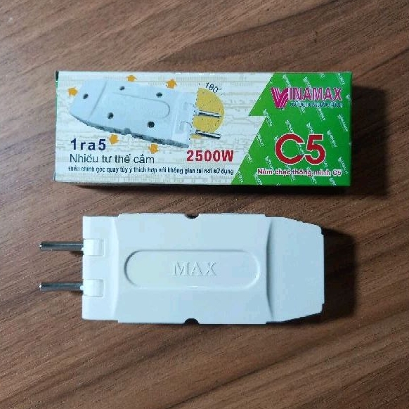 Phích cắm 1 ra 5 (phích chia 5) hãng VINAMAX@ - 5 chạc đa năng có thể chỉnh nhiều tư thế
