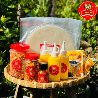 Bánh tráng phơi sương phô mai TIGER FOOD Bánh Tráng + Muối Tôm Hành Phi Phô Mai Cay + Bơ + Tóp Mỡ + Sốt tắc - Đồ ăn vặt