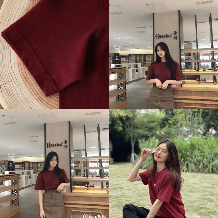 40-120KG Áo Thun Nam Nữ Đỏ Trầm BIGSIZE Áo Phông Cotton - MÃ 12