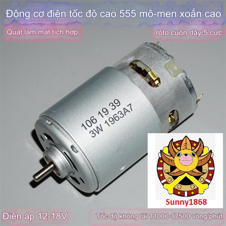 Motor 555 12V -18V 11000-17500 rpm tốc độ cao mô-men xoắn cao dùng cho ...