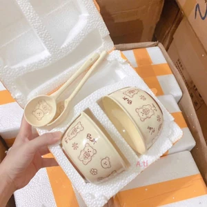 set 4 món 2 bát 2 thìa bằng sứ siêu xinh
