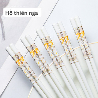 Đũa sứ trắng ăn cơm hoa văn sang trọng - Dư Dư