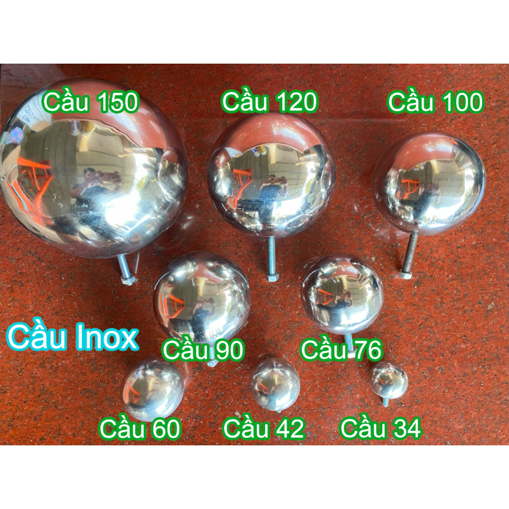 Quả cầu Inox loại nhỏ có ti ren trang trí lan can, hành lang, cầu thang ...