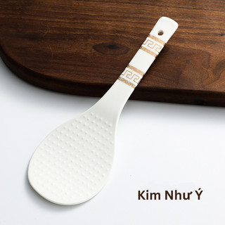 Muôi xới cơm/Thìa xới cơm bằng sứ Dư Dư- Họa tiết hoa văn