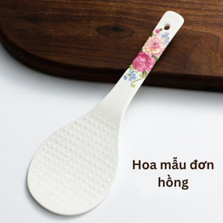 Muôi xới cơm/Thìa xới cơm bằng sứ Dư Dư- Họa tiết hoa văn