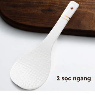 Muôi xới cơm/Thìa xới cơm bằng sứ Dư Dư- Họa tiết hoa văn