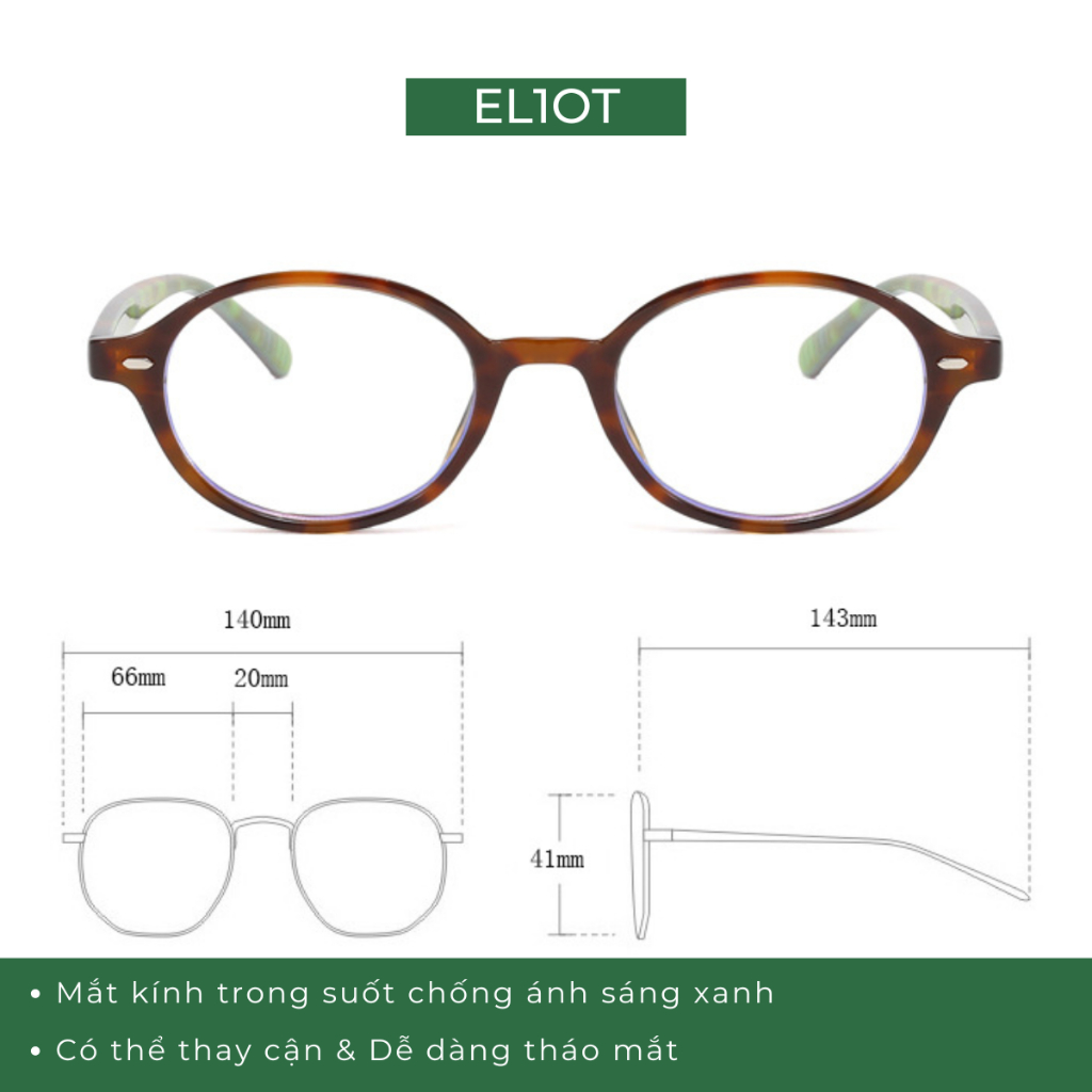 Gọng kính cận nữ ELIOT chất liệu nhựa cao cấp chắc chắn màu sắc và kiểu dàng thời trang 8733