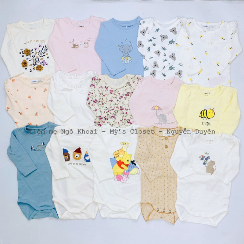 [MD132] NAME IT 2/4M- 4/6M(4-7,5kg) Body suit dài tay chất liệu cotton organic mềm mát cho bé