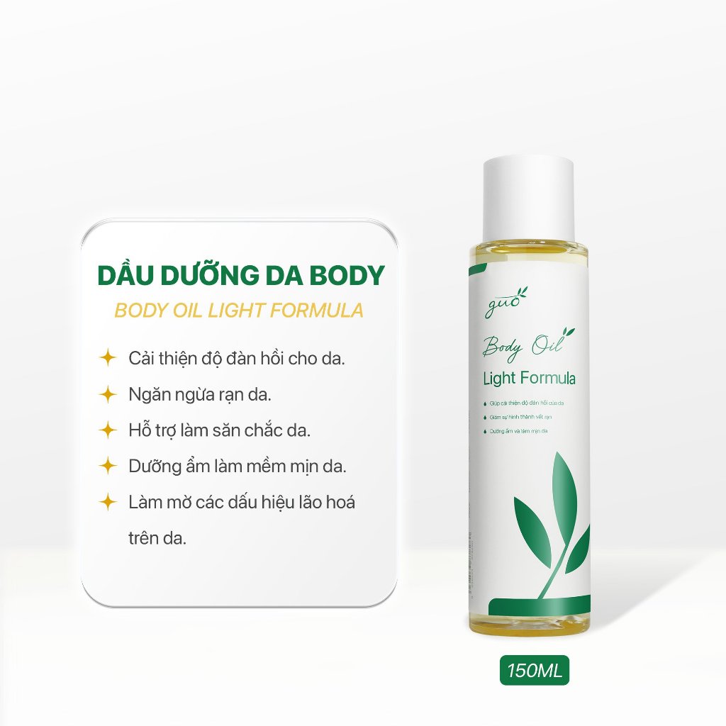 Ảnh Dầu Rạn Da Giảm Ngứa Dưỡng Ẩm Cho Bà Bầu & Mẹ Sau Sinh Lỏng Nhẹ Thấm Nhanh - GUO Body Light Oil Fomular 4