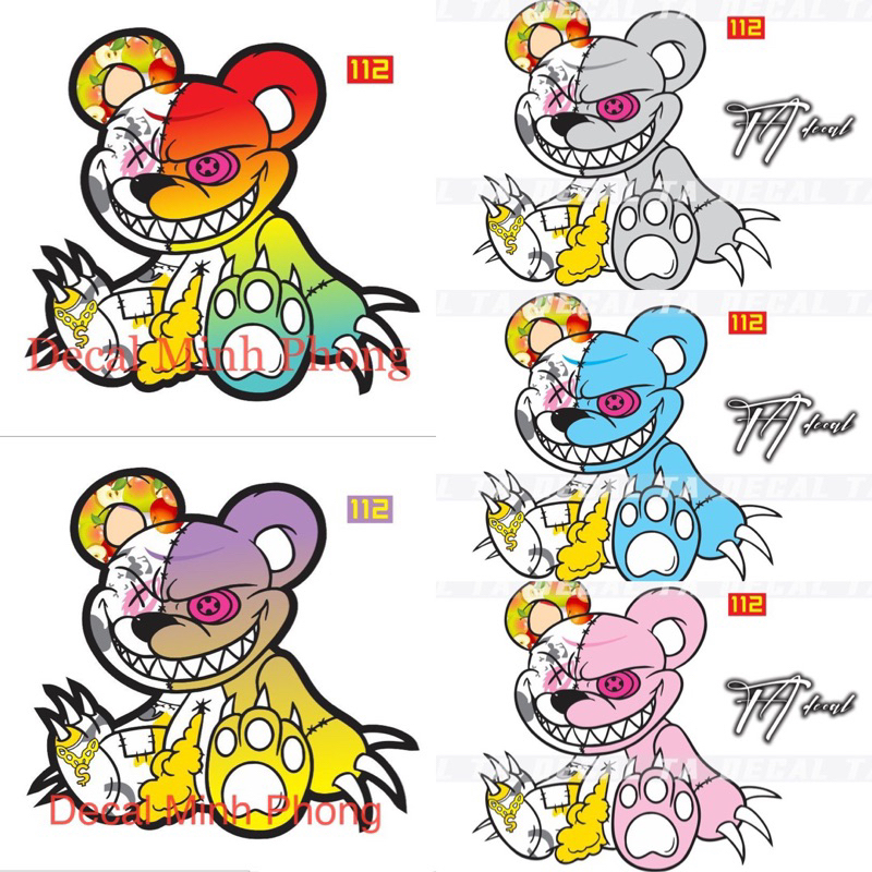 Tem Sticker Dán Gấu Quỷ Bạo Lực Ma Bé Đồng Thương Hiệu Influencer Nhật ...