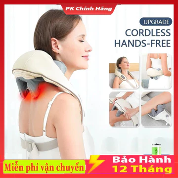máy massage cổ vai gáy 6D BẢN CAO CẤP CÓ ĐÈN HỒNG NGOẠI , khăn choàng massage cổ vai gáy