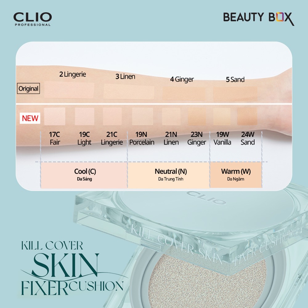 Ảnh [Livestream Sam 4.5] Phấn Nước Clio Kiềm Dầu, Lâu Trôi Kill Cover Skin Fixer Cushion 15g (tặng kèm lõi) 4