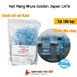 Túi 100 Hạt Mạng Rj45 Cat6 xanh Golden Japan Chân mạ vàng ,Kết nối tốc độ cao và ổn định