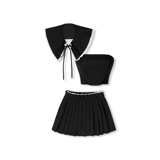 [Deal Độc Quyền] Set Nữ Tube Crop Pleat 3 Pieces, Chất Vải Kaki Hàn Thoải Mái,WSB136, SOME HOW STORE