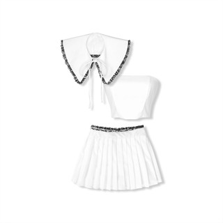 [Deal Độc Quyền] Set Nữ Tube Crop Pleat 3 Pieces, Chất Vải Kaki Hàn Thoải Mái,WSB136, SOME HOW STORE