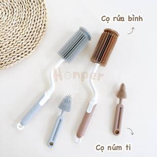 Cọ Bình Silicon 3 Chi Tiết Honper HP222 Màu Ghi & Màu Nâu