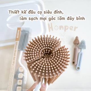 Cọ Bình Silicon 3 Chi Tiết Honper HP222 Màu Ghi & Màu Nâu