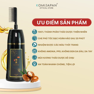 Lược nhuộm tóc thảo dược phủ bạc đen tóc Komi Nhật Bản chính hãng dạng chai lược thông minh 350ml