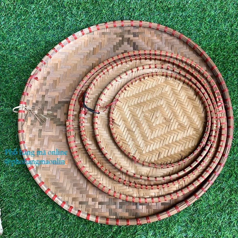 Mẹt mây tre trơn đan, trang trí decor lễ tết, Trung Thu / Đựng đồ bếp, đồ ăn cho quán ăn