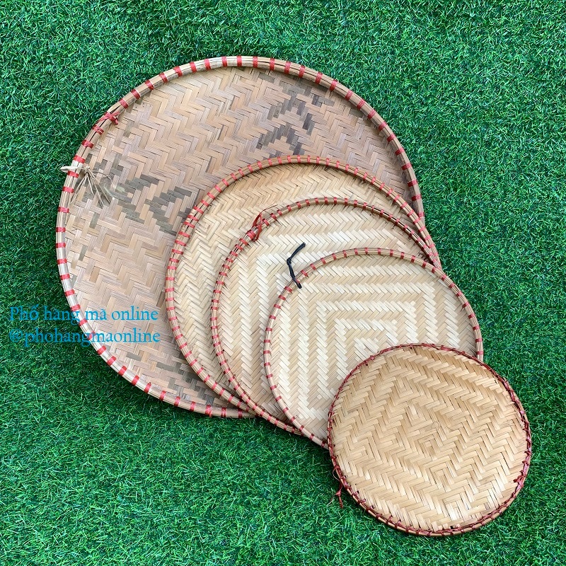 Mẹt mây tre trơn đan, trang trí decor lễ tết, Trung Thu / Đựng đồ bếp, đồ ăn cho quán ăn