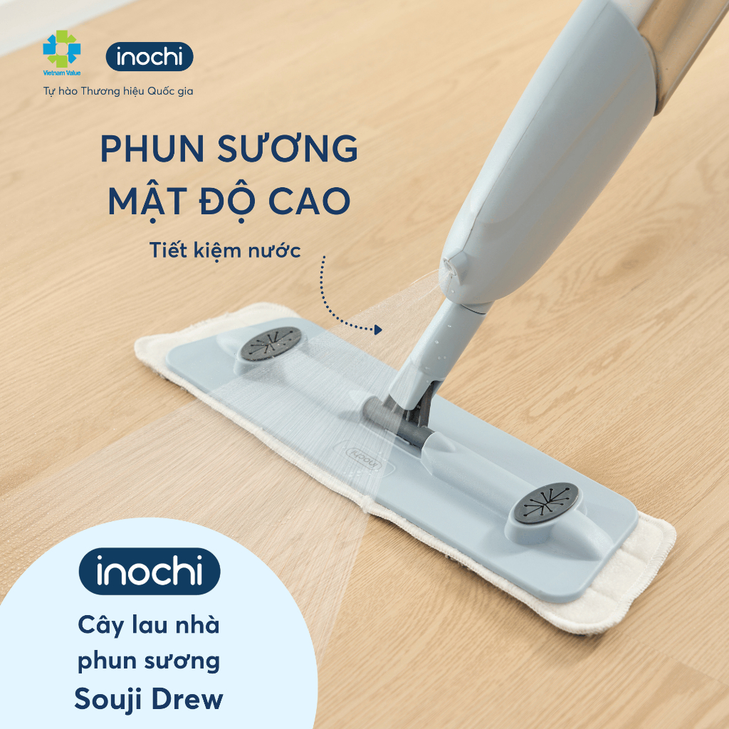 Cây lau nhà phun sương tự vắt Souji Flat và Souji Dew Inochi, xoay 360 vệ sinh tận góc