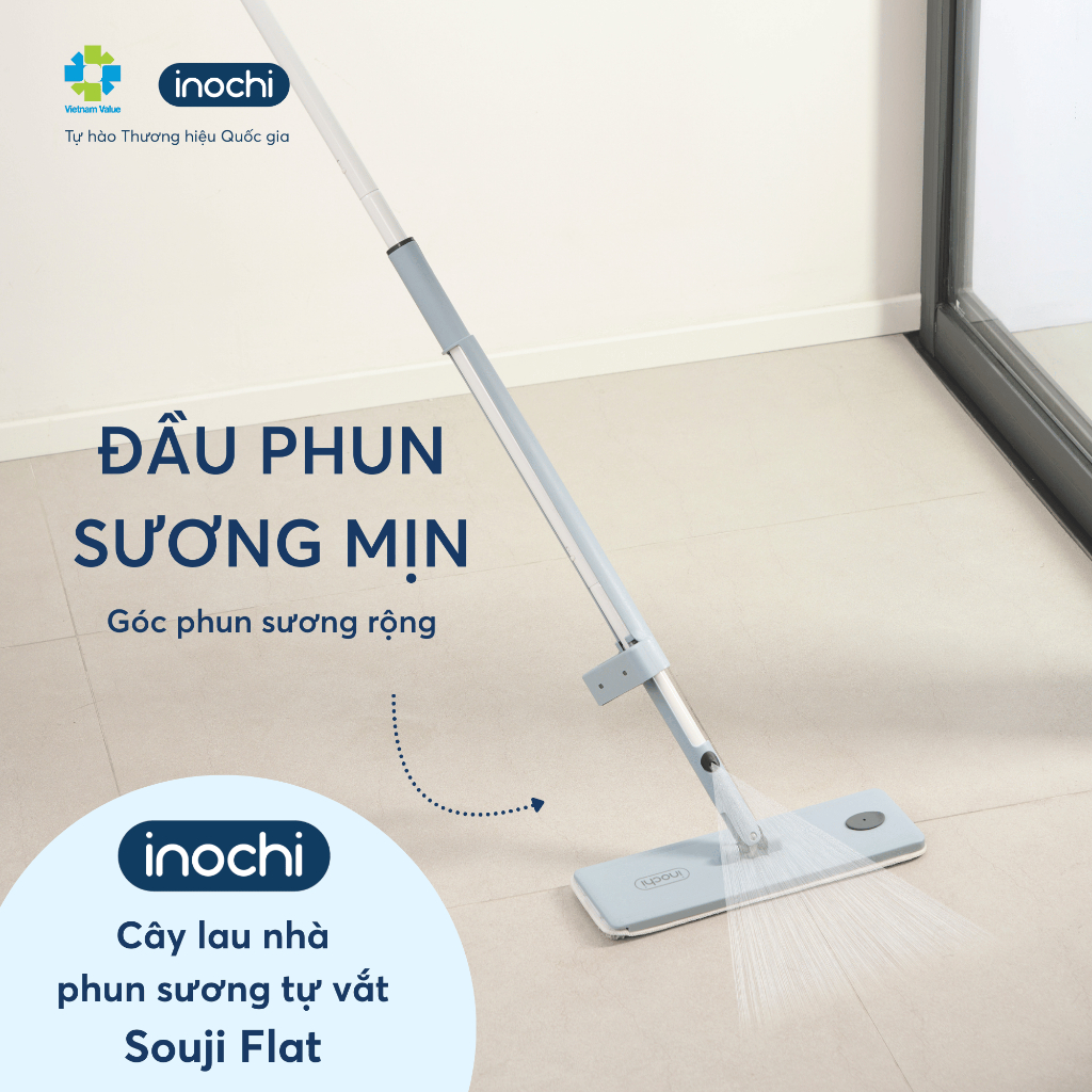 Cây lau nhà phun sương tự vắt Souji Flat và Souji Dew Inochi, xoay 360 vệ sinh tận góc