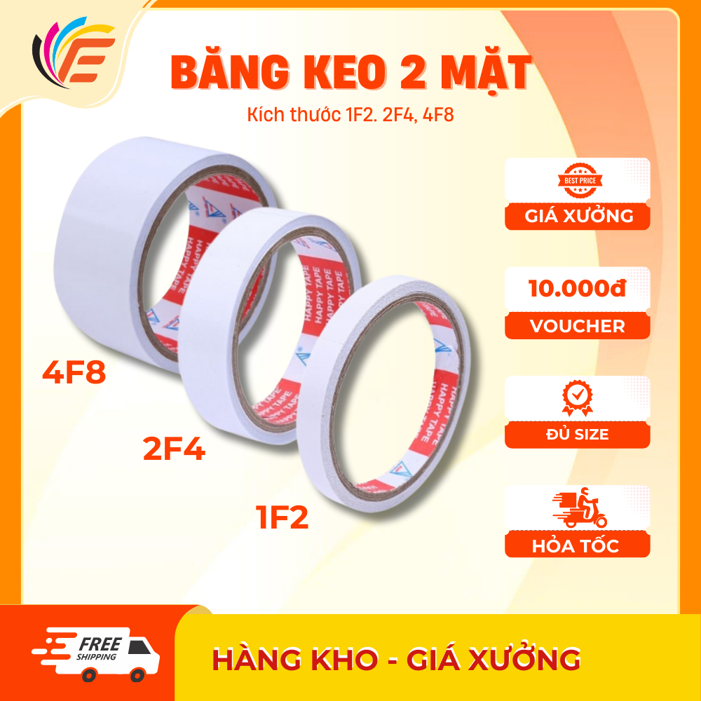 COMBO 6 CUỘN Băng Keo 2 Mặt Dùng Để Làm Đồ Thủ Công Sử Dụng Trong Trường HọcVà  Văn Phòng Đủ Size 1,2mm - 2,4mm - 4,8mm