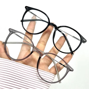 Gọng kính cận nữ nam gọng tròn thời trang Hàn Quốc hợp kim phối nhựa nhẹ, bền thay được cận 542