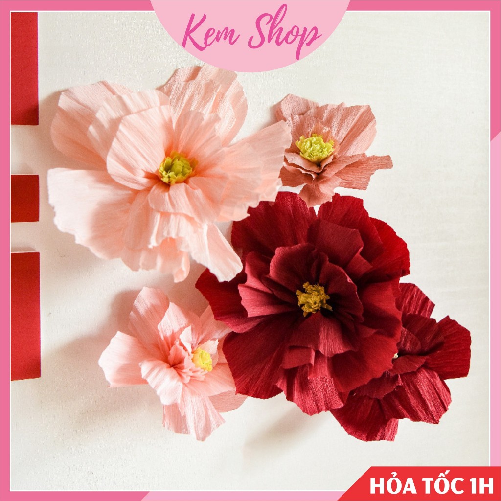 Hoa giấy nhún handmade trang trí decor đám cưới, sự kiện, lễ tết - K386