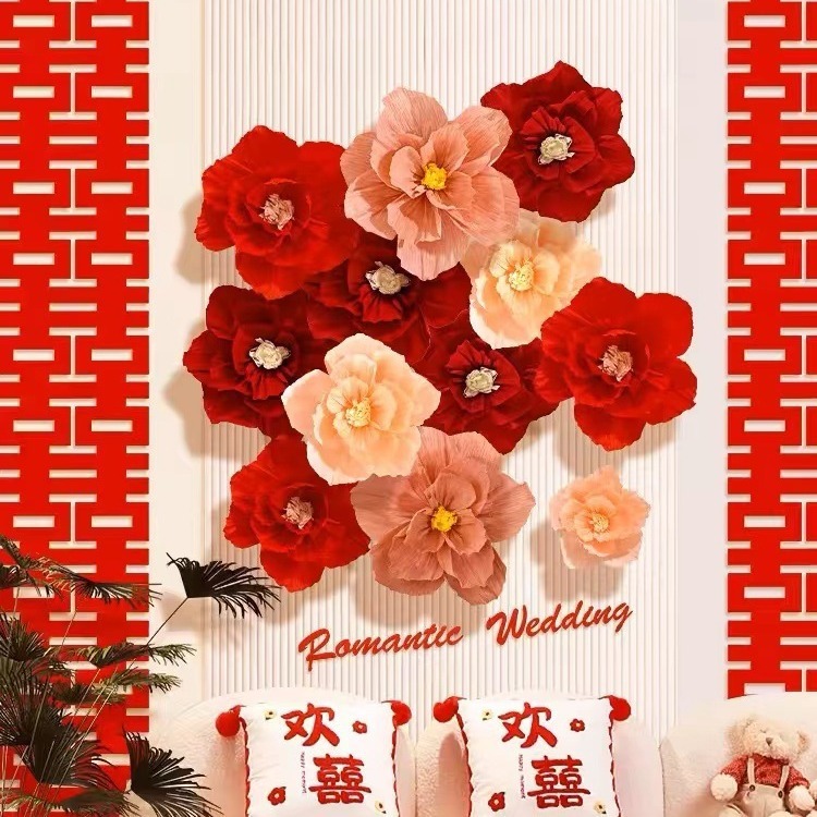 Hoa giấy nhún handmade trang trí decor đám cưới, sự kiện, lễ tết - K386