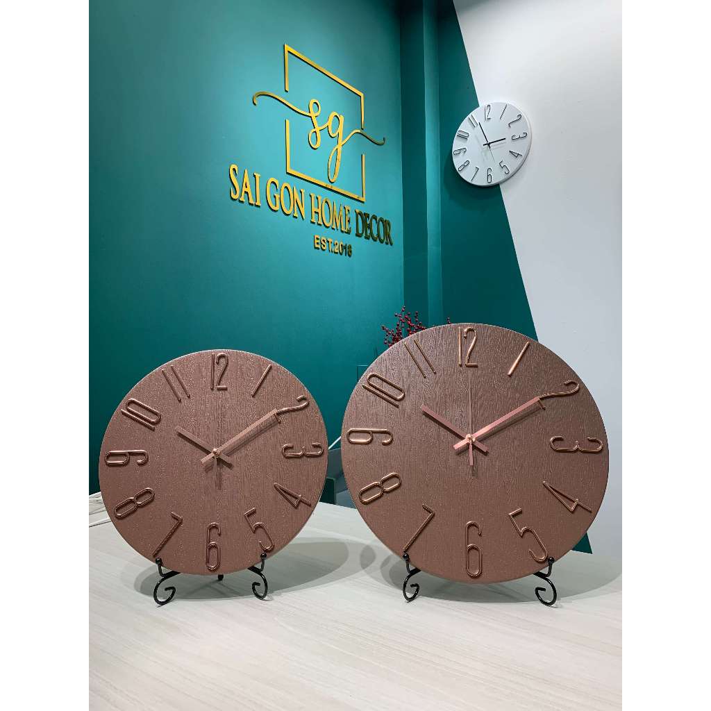 [30-35 CM] Đồng hồ treo tường kim trôi Qhouse, Đồng hồ trang trí decor phòng đẹp nghệ  thuật vân gỗ | BigBuy360 - bigbuy360.vn