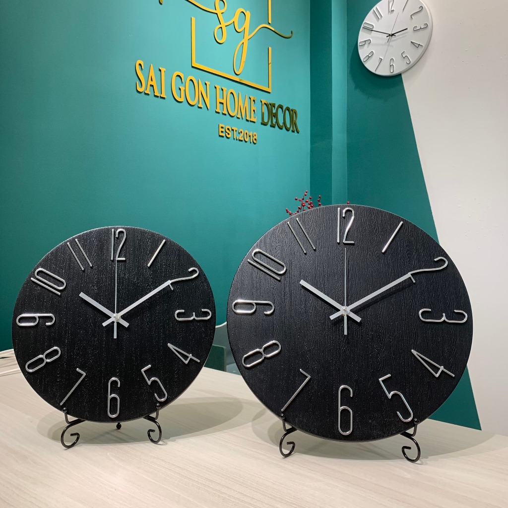 [30-35 CM] Đồng hồ treo tường kim trôi Qhouse, Đồng hồ trang trí decor phòng đẹp nghệ  thuật vân gỗ | BigBuy360 - bigbuy360.vn
