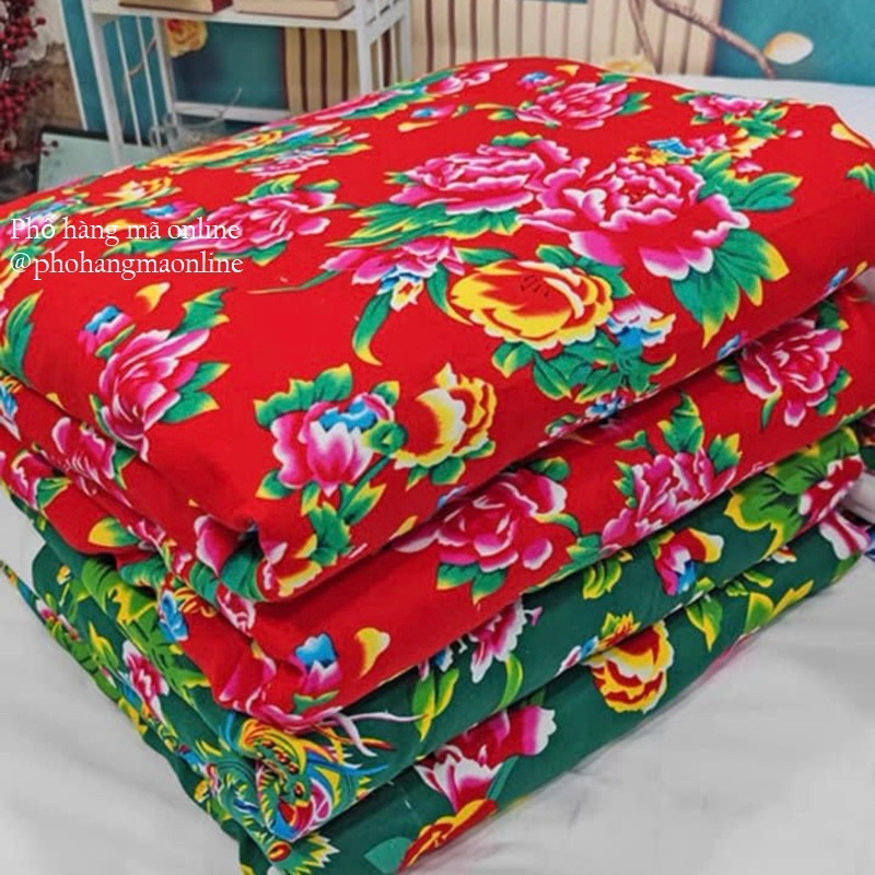 Vải công phượng, hoa mẫu đơn VẢI NHUNG trang trí chụp ảnh Tết, Trung Thu/Khăn trải bàn vải họa tiết