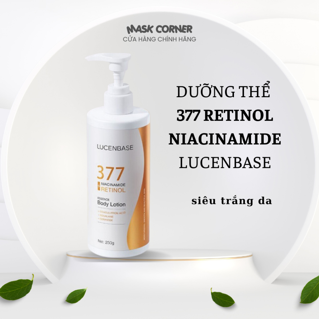 Sữa dưỡng thể 377 Niacinamide Retinol LUCENBASE dưỡng ẩm làm trắng da ...