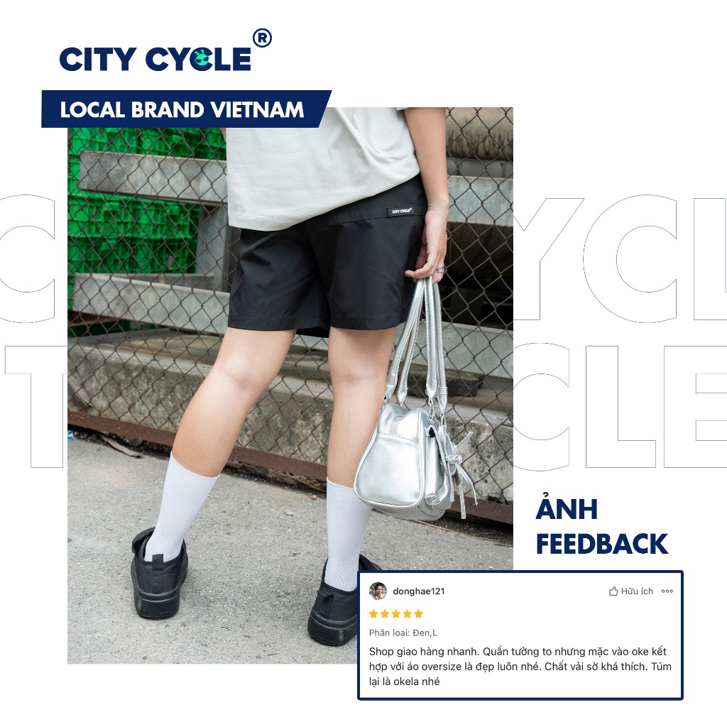 Quần Short Gió Sloping Local Brand Chính Hãng City Cycle vải gió cao cấp cotton ống rộng unisex