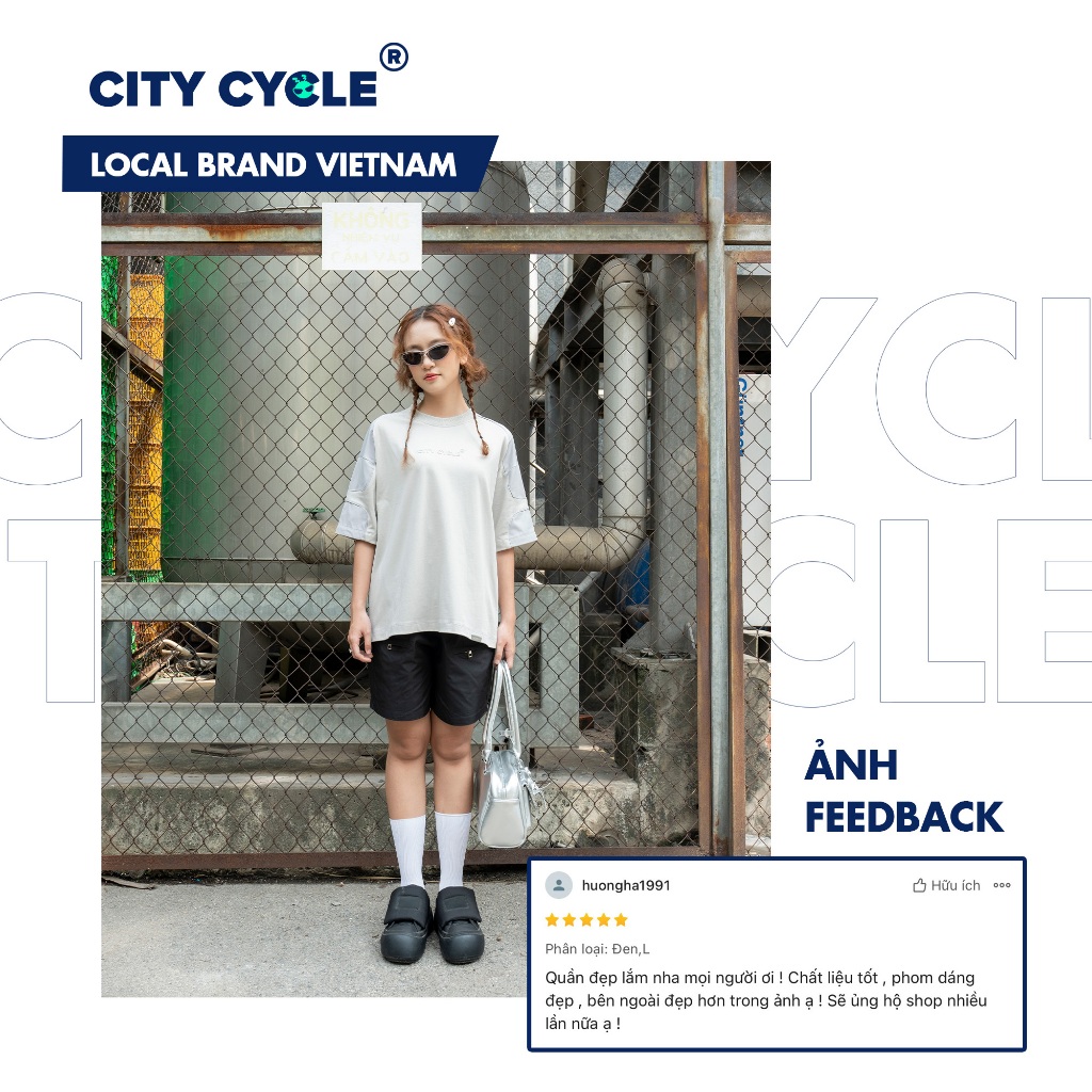 Quần Short Gió Sloping Local Brand Chính Hãng City Cycle vải gió cao cấp cotton ống rộng unisex