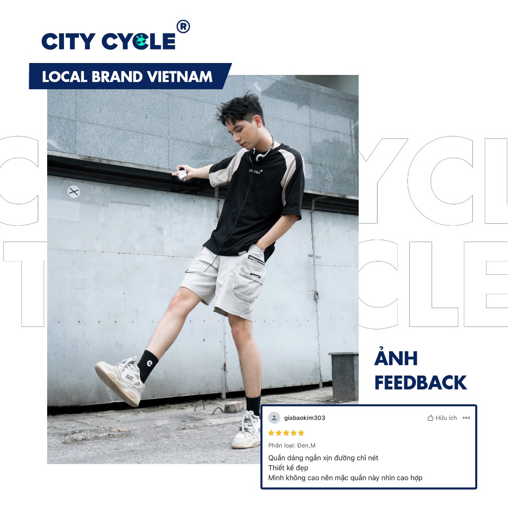 Quần Short Kaki Winding Local Brand Chính Hãng City Cycle vải kaki cao cấp cotton ống rộng unisex