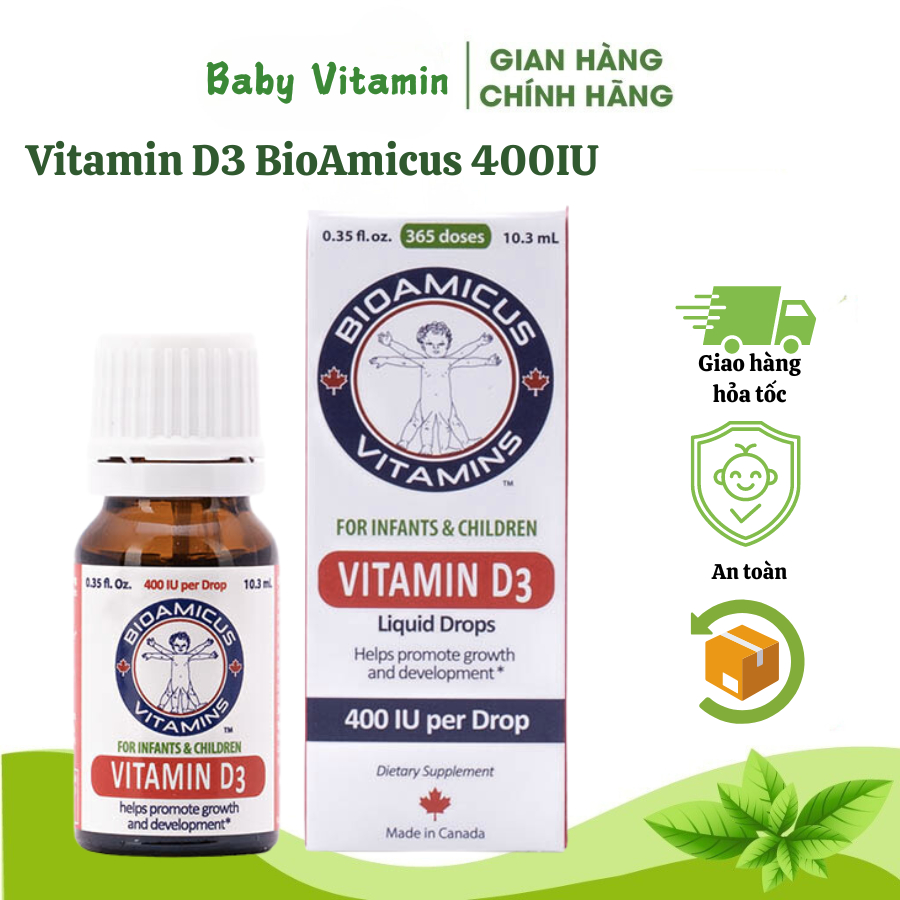 Vitamin D3 BioAmicus 400IU/giọt 10ml - Giúp phát triển hệ xương và răng ...
