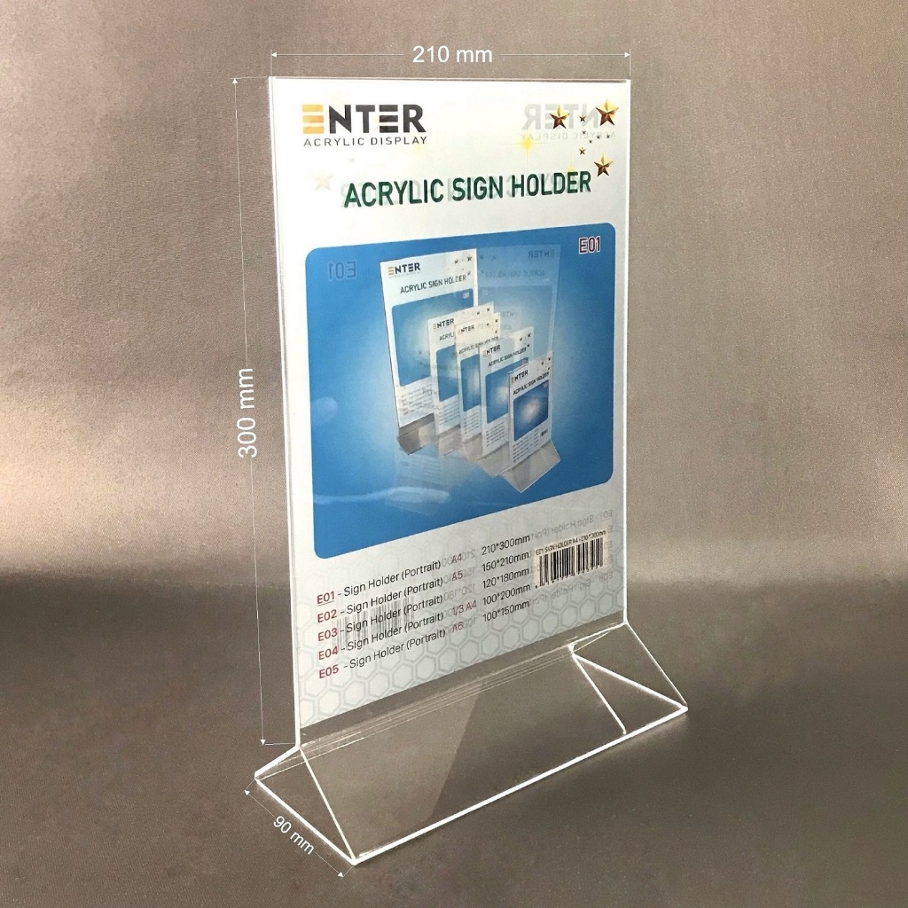 Kệ mica 2 mặt Enter E01 210x300mm chân tam giác A4 đứng, Kệ menu nhà ...