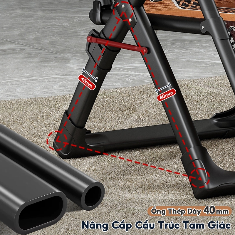 Ghế Xếp Thư Giãn AURAWELL Chất Liệu Lụa băng, ống thép vuông, Tựa lưng có thể điều chỉnh đa góc | BigBuy360 - bigbuy360.vn