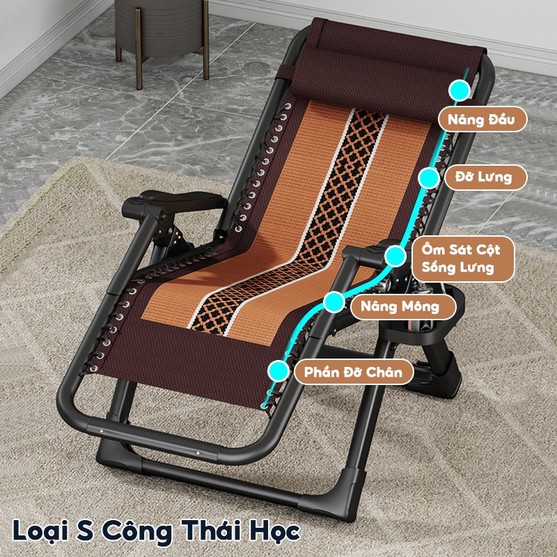 Ghế Xếp Thư Giãn AURAWELL Chất Liệu Lụa băng, ống thép vuông, Tựa lưng có thể điều chỉnh đa góc | BigBuy360 - bigbuy360.vn