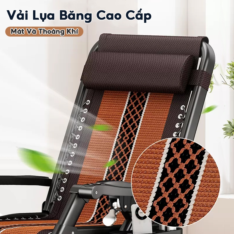 Ghế Xếp Thư Giãn AURAWELL Chất Liệu Lụa băng, ống thép vuông, Tựa lưng có thể điều chỉnh đa góc | BigBuy360 - bigbuy360.vn