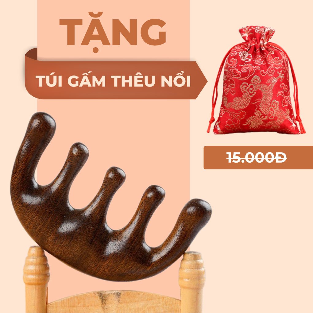 Lược gỗ đàn hương massage đầu giảm căng thẳng mệt mỏi lược mát xa đầu Bellena LG