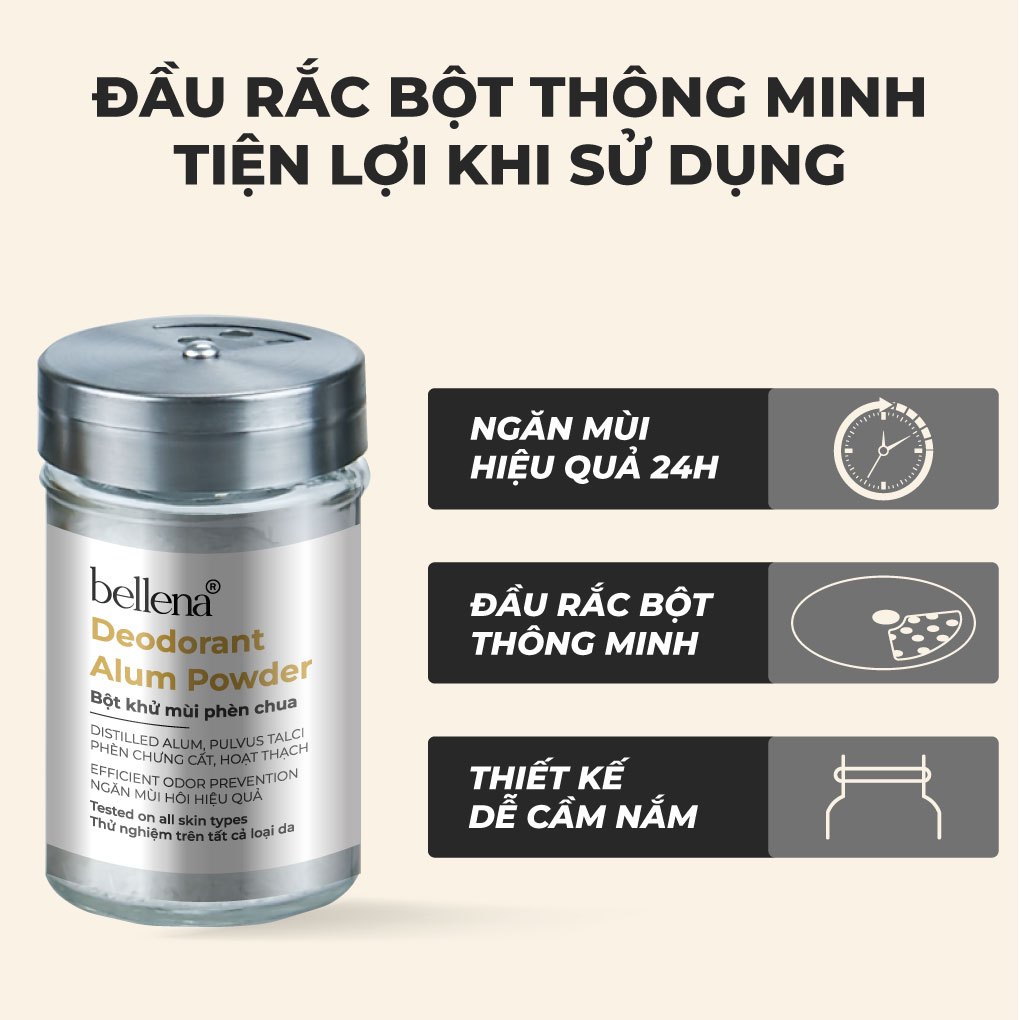 Phèn chua khử mùi hôi nách bột phèn chua chưng cất Bellena PC 100gr