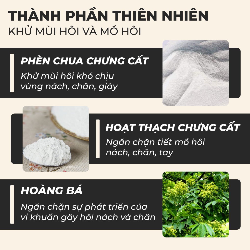 Phèn chua khử mùi hôi nách bột phèn chua chưng cất Bellena PC 100gr